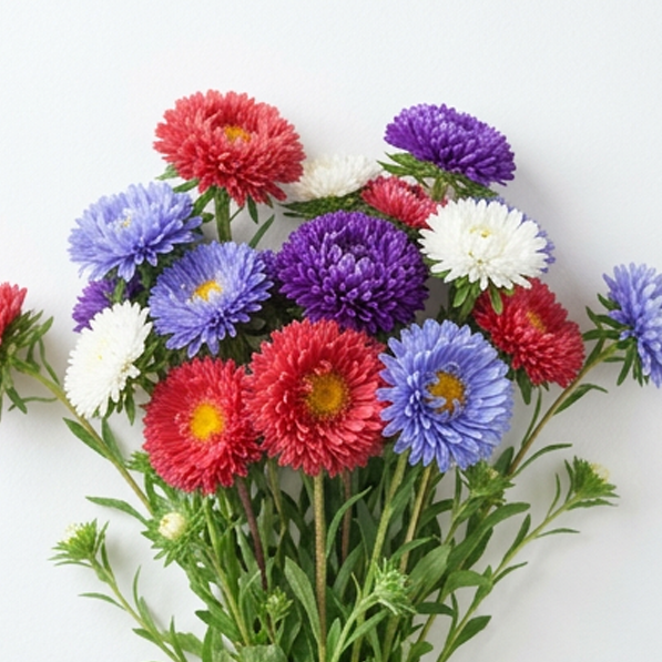 Aster Seeds- Powder Puff China- Mix Colors- 100 Seeds