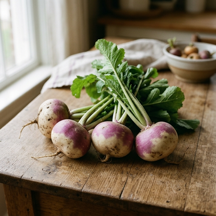 Organic Turnip - Purple Top White Globe- 100 seeds